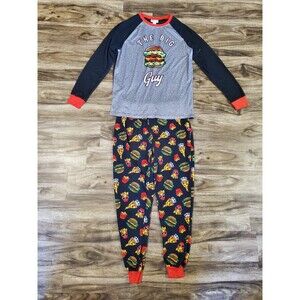 NWOT Men's Medium PJs + Pancakes The Big Guy Pajamas Fleece Pants LS 2pc Food